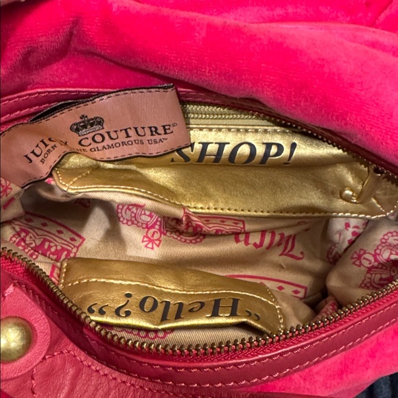 Y2K Juicy Couture Fuchsia hot pink Shoulder Bag Black embroidery handbag Rare - Picture 8 of 8